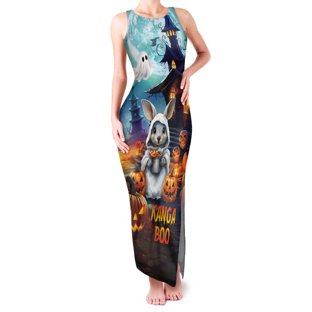 Happy Kangaboo Tank Maxi Dress Kangaroo and Halloween Haunted House