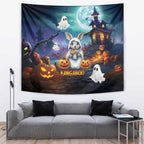 Happy Kangaboo Tapestry Kangaroo and Halloween Haunted House