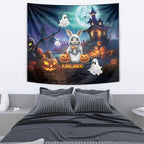 Happy Kangaboo Tapestry Kangaroo and Halloween Haunted House