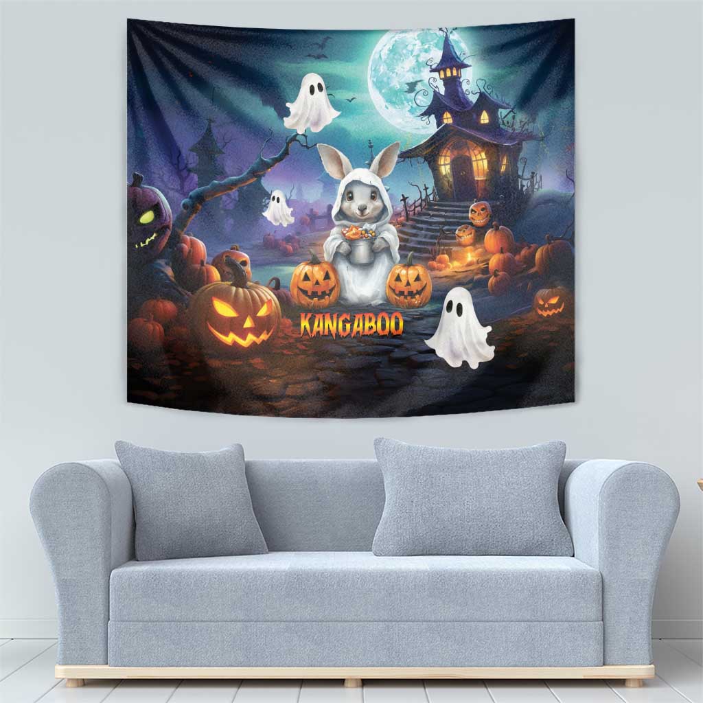 Happy Kangaboo Tapestry Kangaroo and Halloween Haunted House