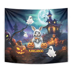Happy Kangaboo Tapestry Kangaroo and Halloween Haunted House