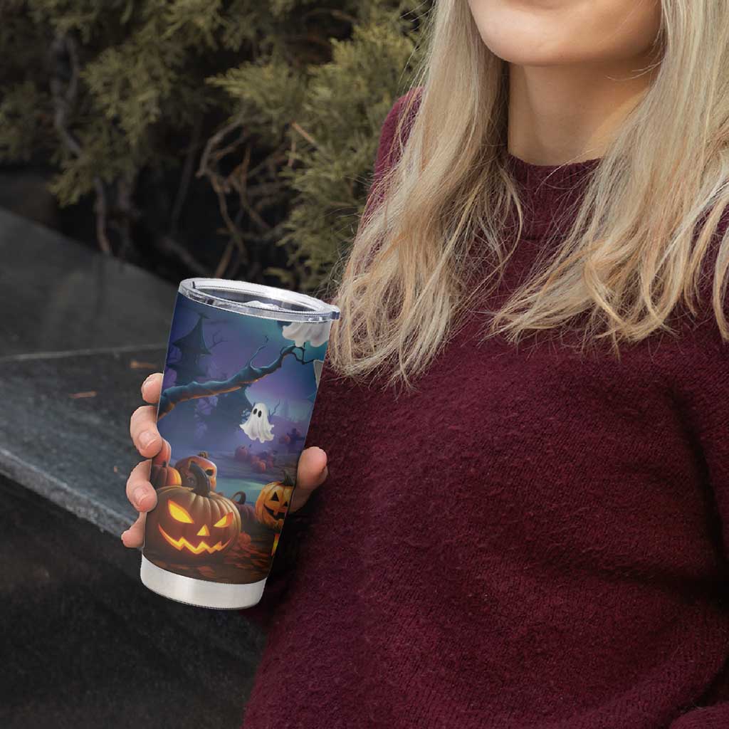 Happy Kangaboo Tumbler Cup Kangaroo and Halloween Haunted House