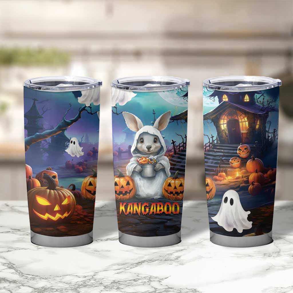 Happy Kangaboo Tumbler Cup Kangaroo and Halloween Haunted House