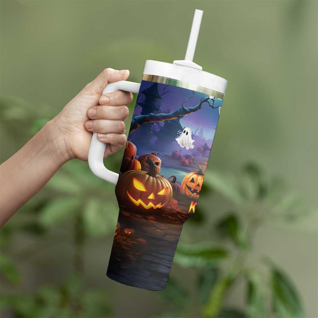 Happy Kangaboo Tumbler With Handle Kangaroo and Halloween Haunted House