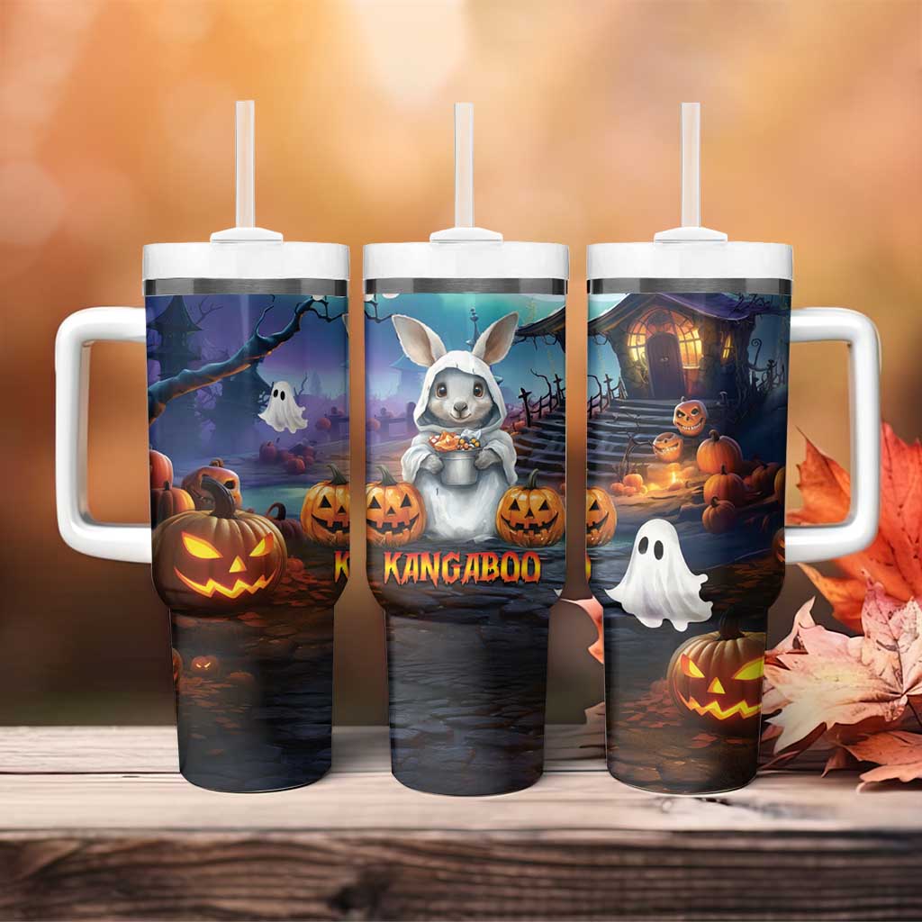 Happy Kangaboo Tumbler With Handle Kangaroo and Halloween Haunted House