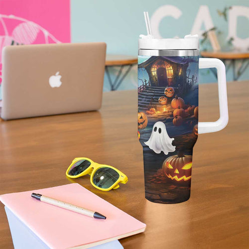 Happy Kangaboo Tumbler With Handle Kangaroo and Halloween Haunted House