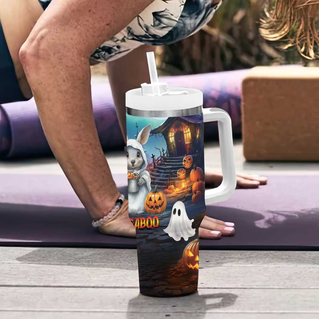Happy Kangaboo Tumbler With Handle Kangaroo and Halloween Haunted House