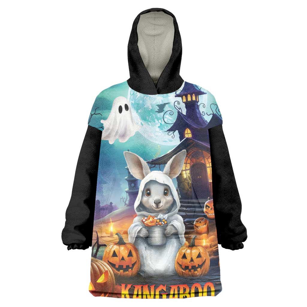 Happy Kangaboo Wearable Blanket Hoodie Kangaroo and Halloween Haunted House