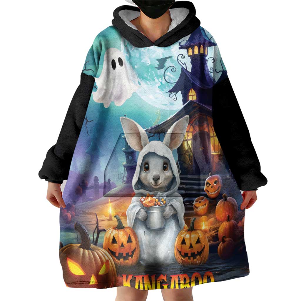 Happy Kangaboo Wearable Blanket Hoodie Kangaroo and Halloween Haunted House