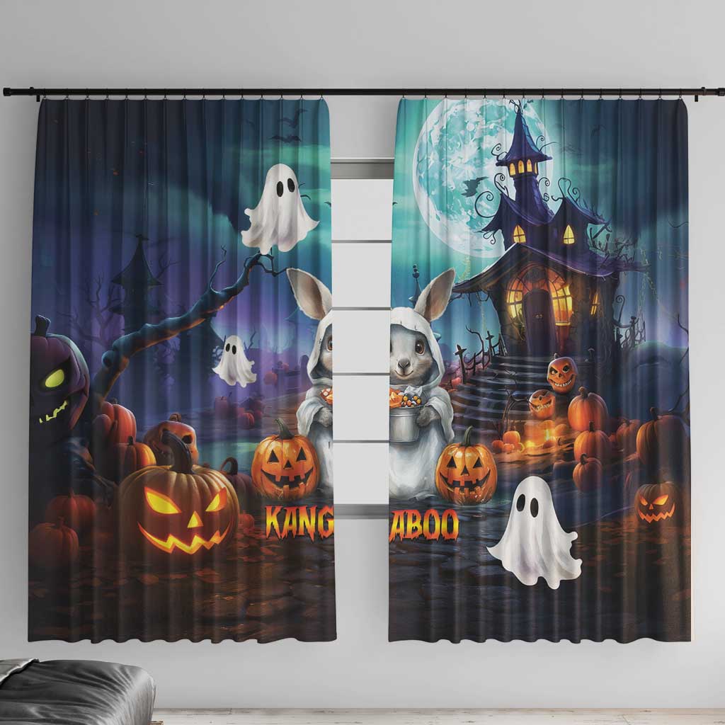 Happy Kangaboo Window Curtain Kangaroo and Halloween Haunted House