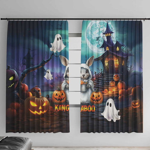 Happy Kangaboo Window Curtain Kangaroo and Halloween Haunted House