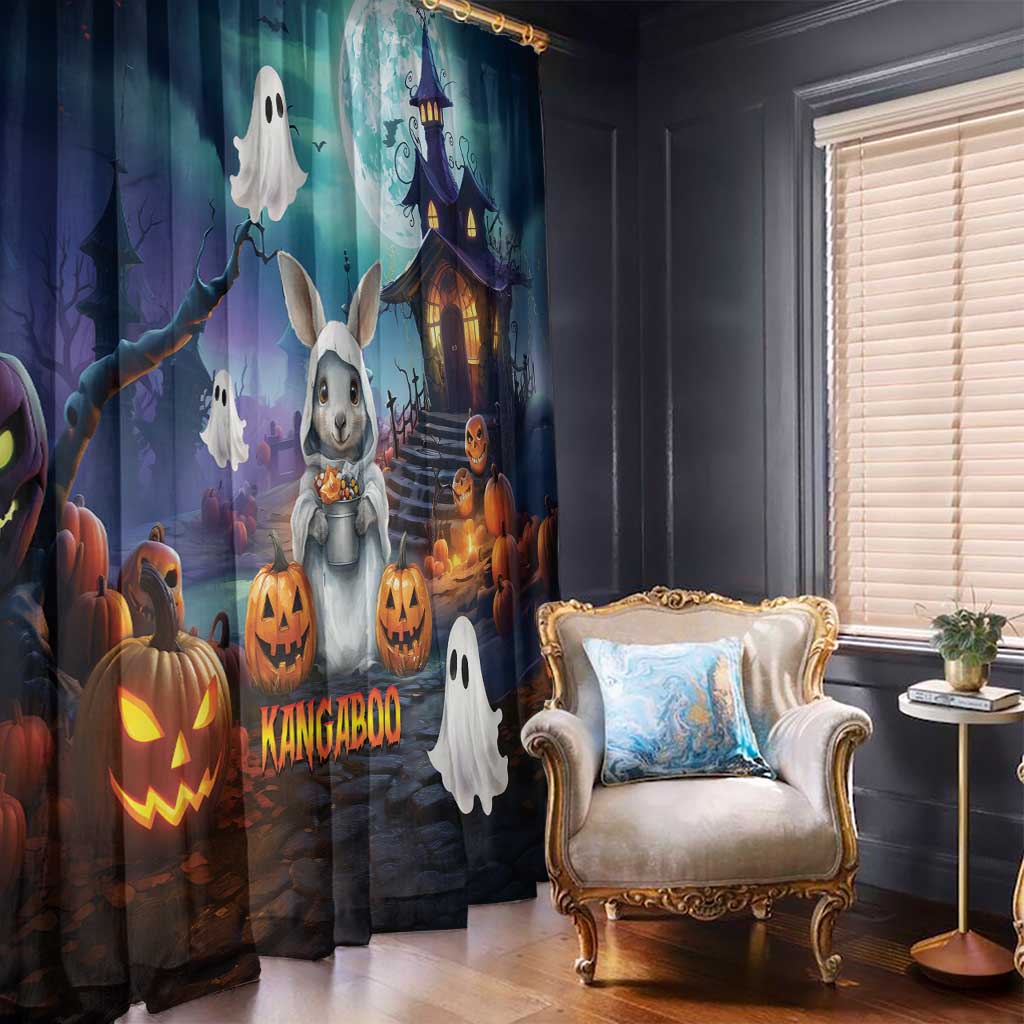 Happy Kangaboo Window Curtain Kangaroo and Halloween Haunted House