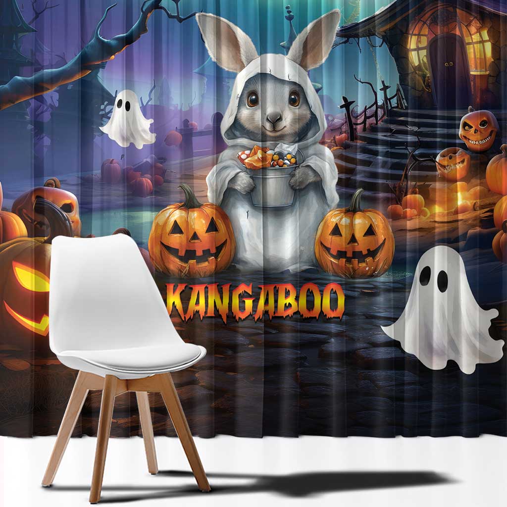 Happy Kangaboo Window Curtain Kangaroo and Halloween Haunted House