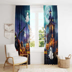 Happy Kangaboo Window Curtain Kangaroo and Halloween Haunted House