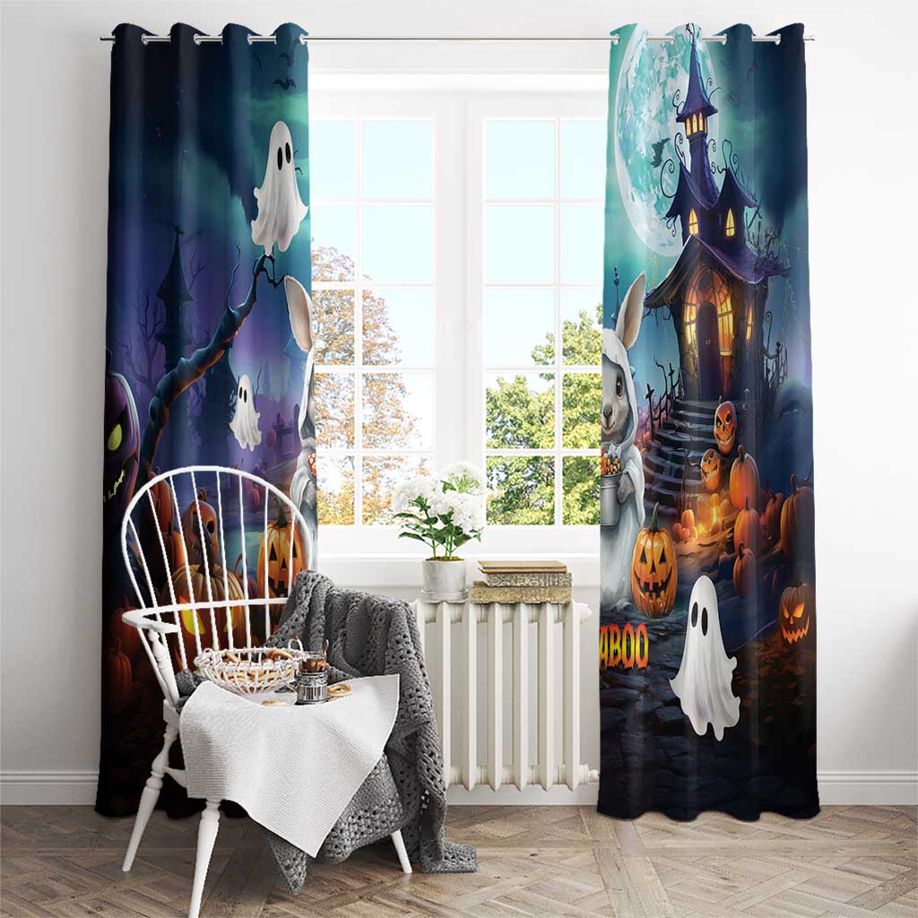 Happy Kangaboo Window Curtain Kangaroo and Halloween Haunted House