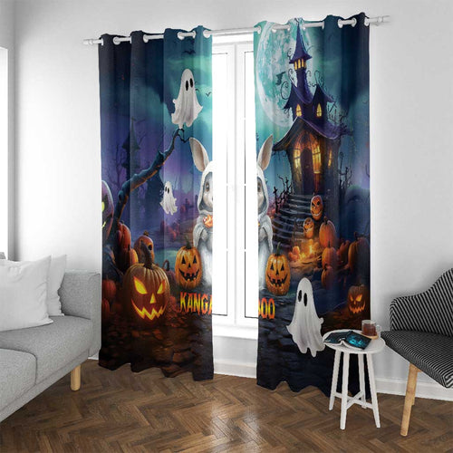 Happy Kangaboo Window Curtain Kangaroo and Halloween Haunted House