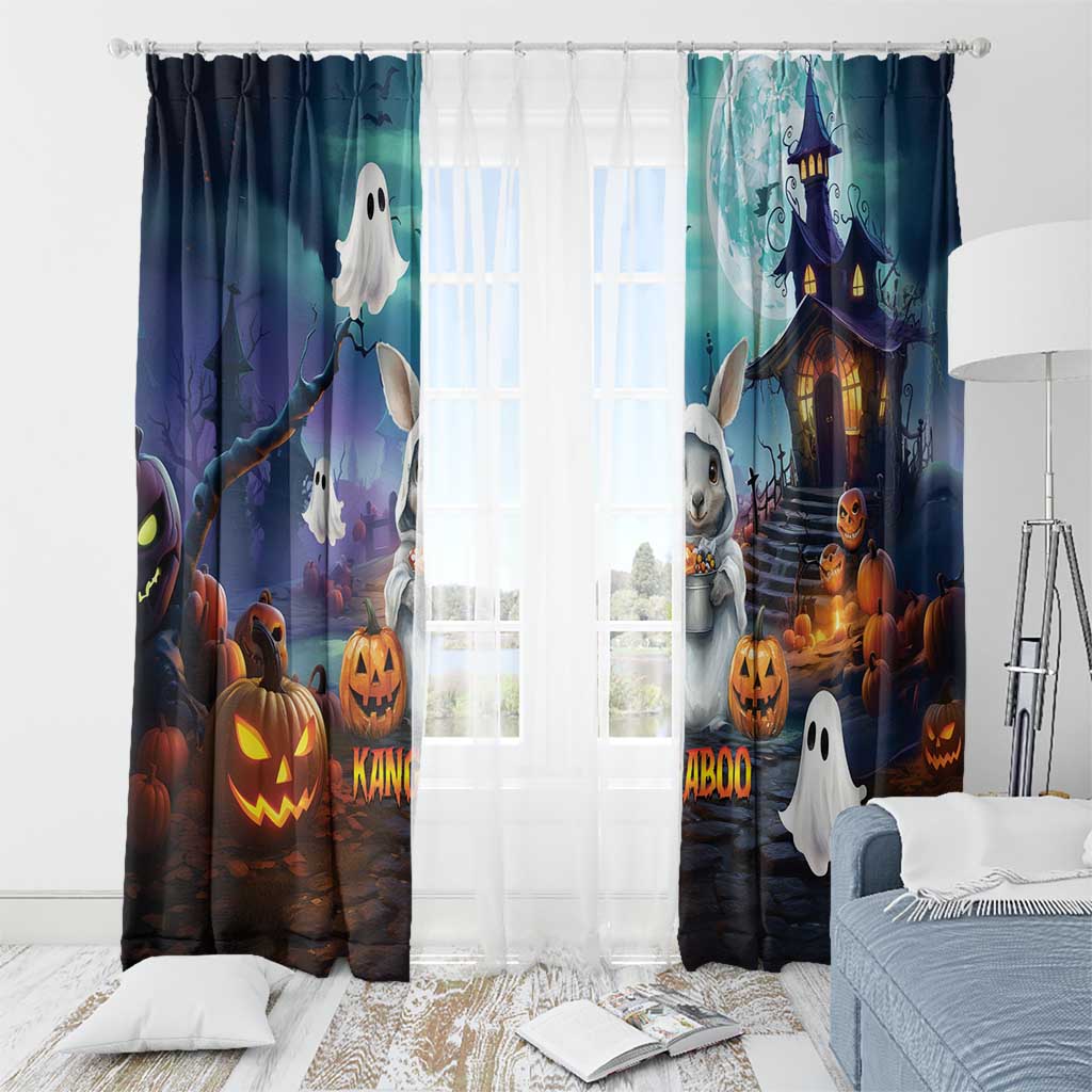 Happy Kangaboo Window Curtain Kangaroo and Halloween Haunted House