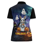Happy Kangaboo Women Polo Shirt Kangaroo and Halloween Haunted House