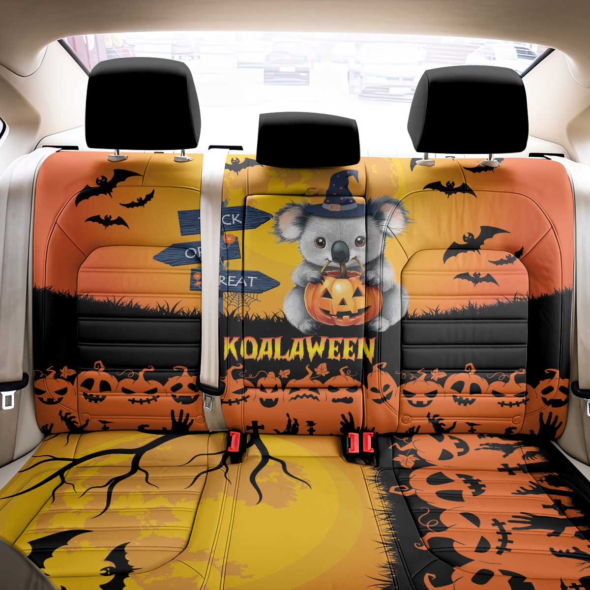 Happy Koalaween Back Car Seat Cover Koala Ghost Trick or Treat