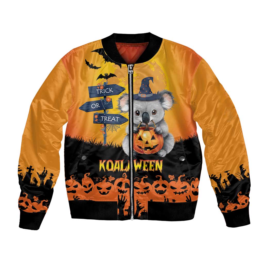 Happy Koalaween Bomber Jacket Koala Ghost Trick or Treat