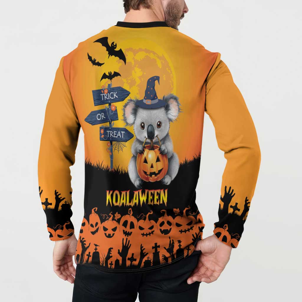 Happy Koalaween Button Sweatshirt Koala Ghost Trick or Treat