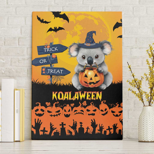 Happy Koalaween Canvas Wall Art Koala Ghost Trick or Treat