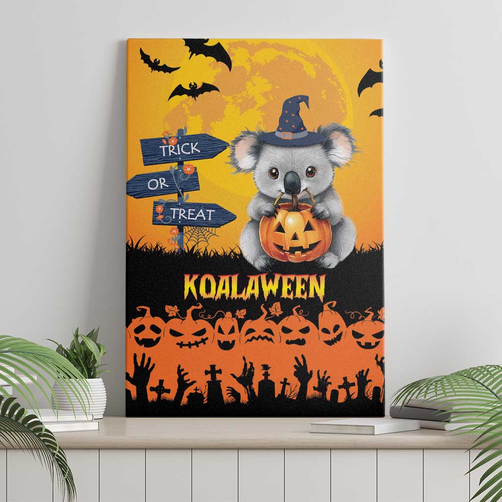 Happy Koalaween Canvas Wall Art Koala Ghost Trick or Treat