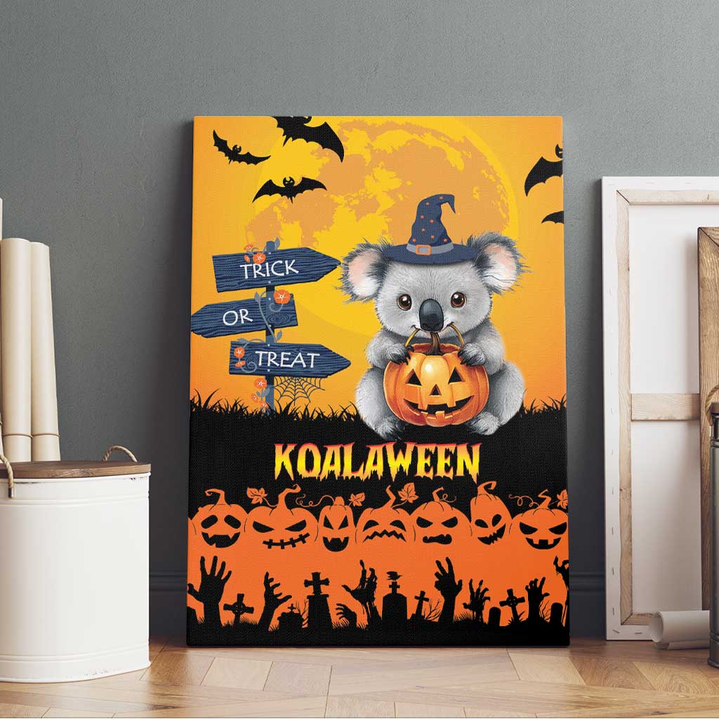 Happy Koalaween Canvas Wall Art Koala Ghost Trick or Treat