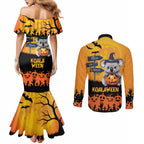 Happy Koalaween Couples Matching Mermaid Dress and Long Sleeve Button Shirt Koala Ghost Trick or Treat