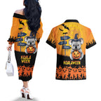 Happy Koalaween Couples Matching Off The Shoulder Long Sleeve Dress and Hawaiian Shirt Koala Ghost Trick or Treat