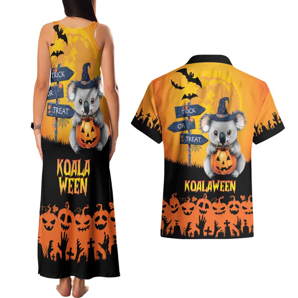 Happy Koalaween Couples Matching Tank Maxi Dress and Hawaiian Shirt Koala Ghost Trick or Treat