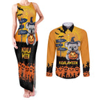 Happy Koalaween Couples Matching Tank Maxi Dress and Long Sleeve Button Shirt Koala Ghost Trick or Treat