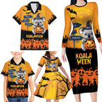 Happy Koalaween Family Matching Long Sleeve Bodycon Dress and Hawaiian Shirt Koala Ghost Trick or Treat