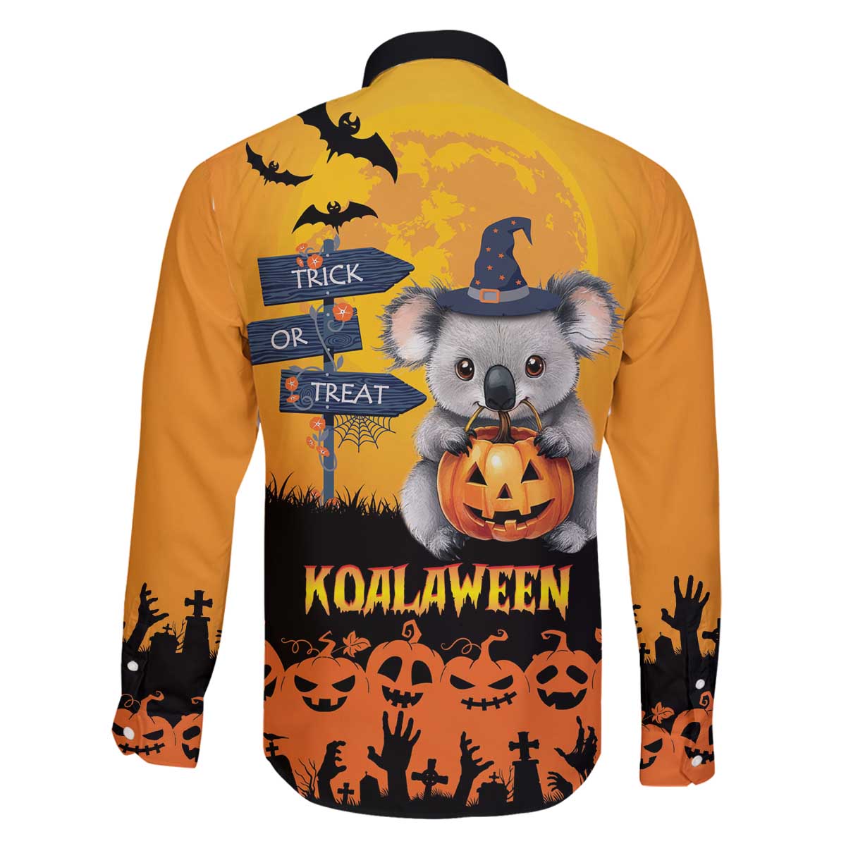 Happy Koalaween Family Matching Off The Shoulder Long Sleeve Dress and Hawaiian Shirt Koala Ghost Trick or Treat