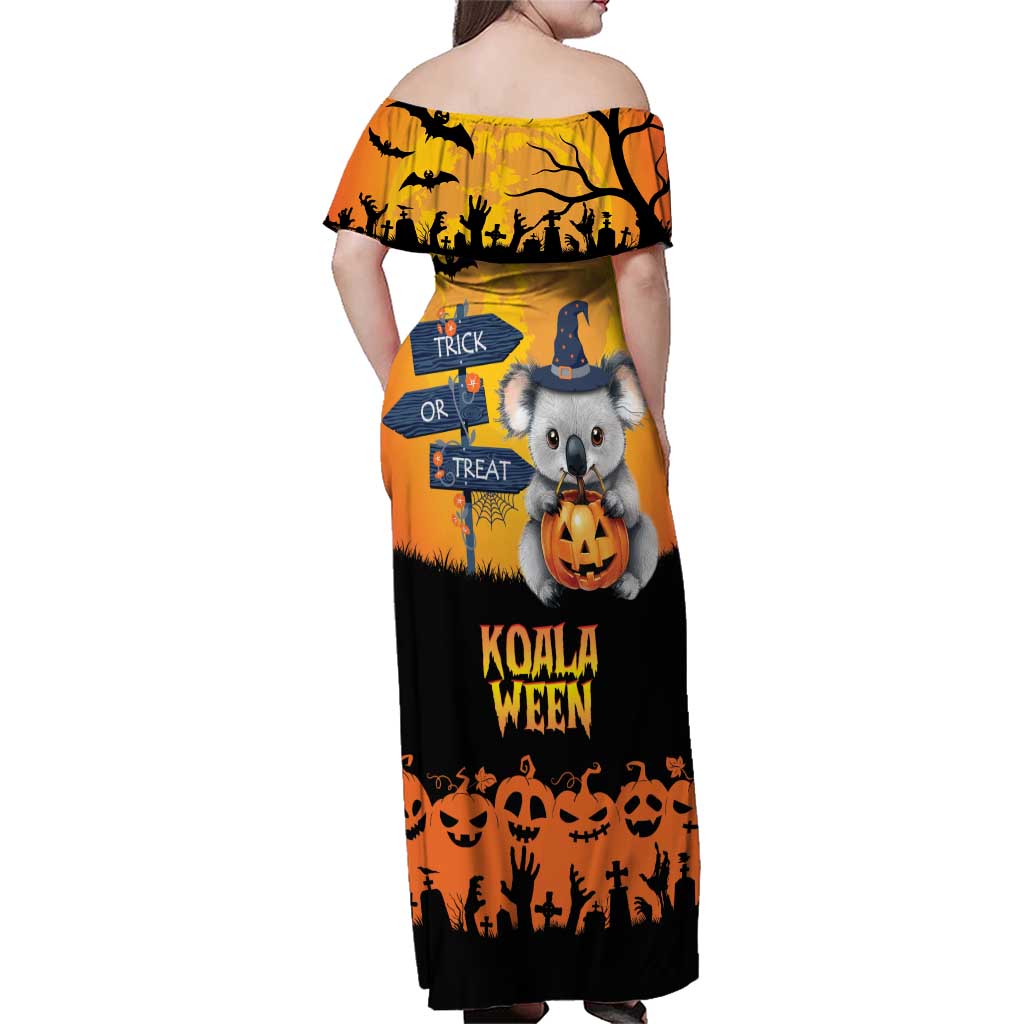 Happy Koalaween Family Matching Off Shoulder Maxi Dress and Hawaiian Shirt Koala Ghost Trick or Treat
