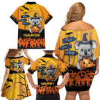 Happy Koalaween Family Matching Off Shoulder Short Dress and Hawaiian Shirt Koala Ghost Trick or Treat
