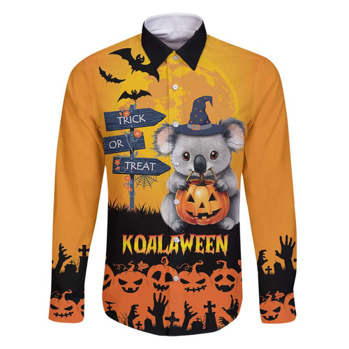 Happy Koalaween Family Matching Off Shoulder Short Dress and Hawaiian Shirt Koala Ghost Trick or Treat