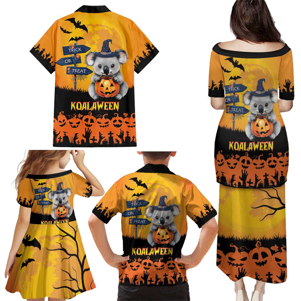 Happy Koalaween Family Matching Puletasi and Hawaiian Shirt Koala Ghost Trick or Treat