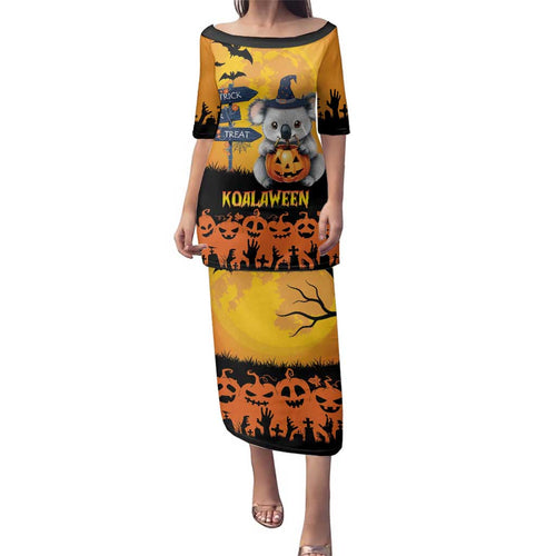 Happy Koalaween Family Matching Puletasi and Hawaiian Shirt Koala Ghost Trick or Treat