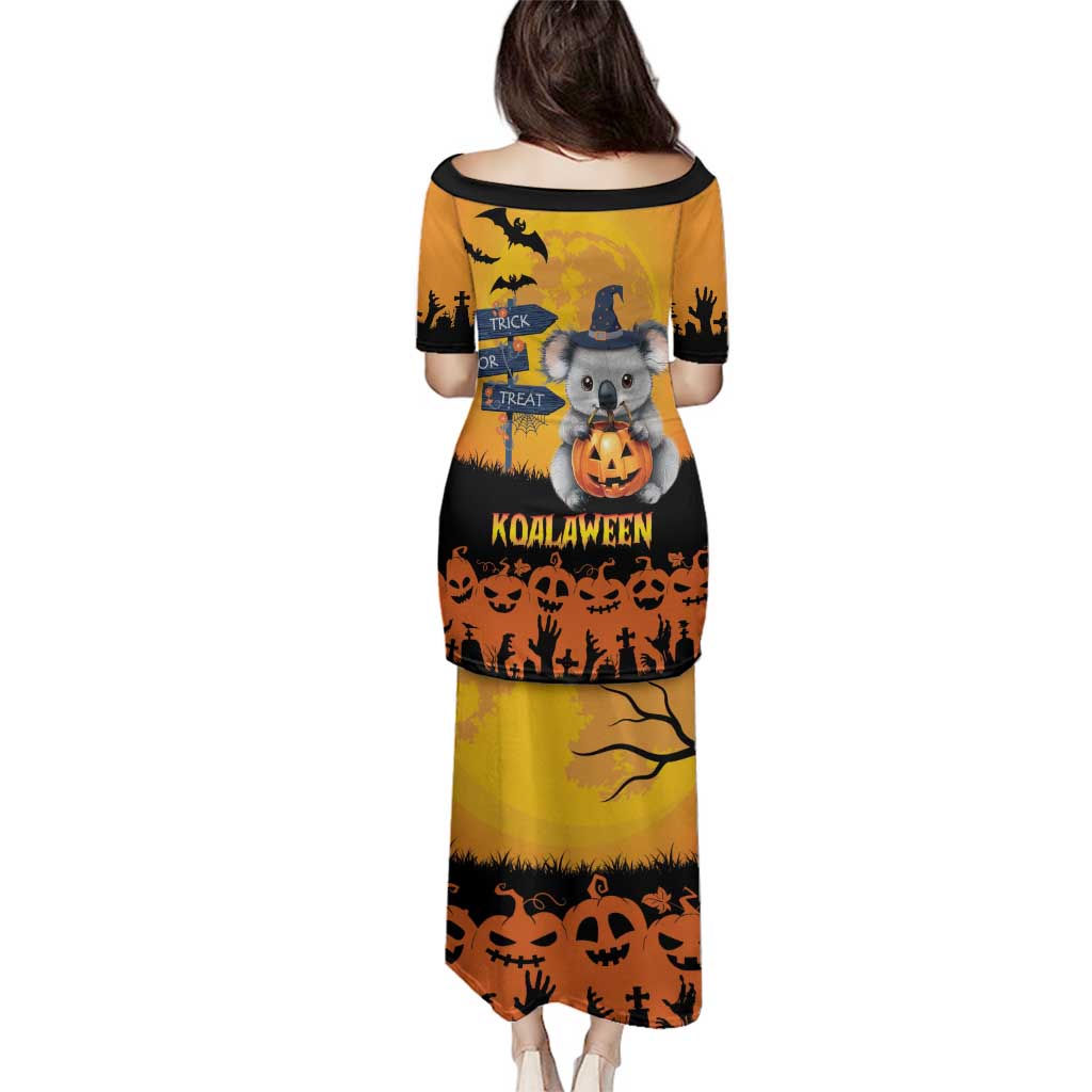 Happy Koalaween Family Matching Puletasi and Hawaiian Shirt Koala Ghost Trick or Treat