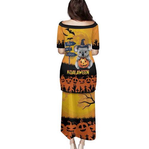 Happy Koalaween Family Matching Puletasi and Hawaiian Shirt Koala Ghost Trick or Treat