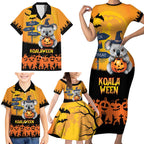 Happy Koalaween Family Matching Short Sleeve Bodycon Dress and Hawaiian Shirt Koala Ghost Trick or Treat