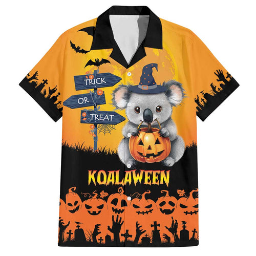 Happy Koalaween Family Matching Short Sleeve Bodycon Dress and Hawaiian Shirt Koala Ghost Trick or Treat