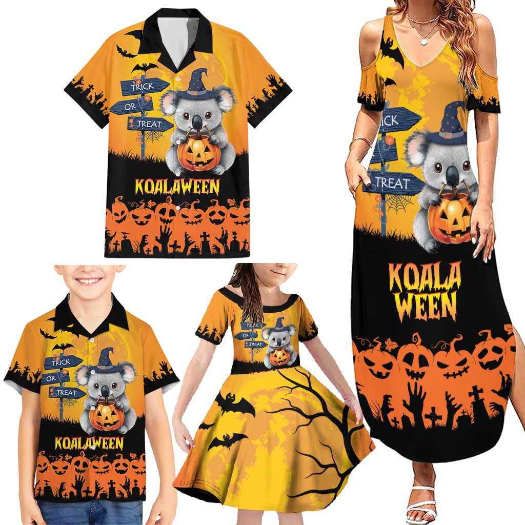 Happy Koalaween Family Matching Summer Maxi Dress and Hawaiian Shirt Koala Ghost Trick or Treat