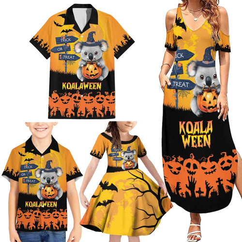 Happy Koalaween Family Matching Summer Maxi Dress and Hawaiian Shirt Koala Ghost Trick or Treat