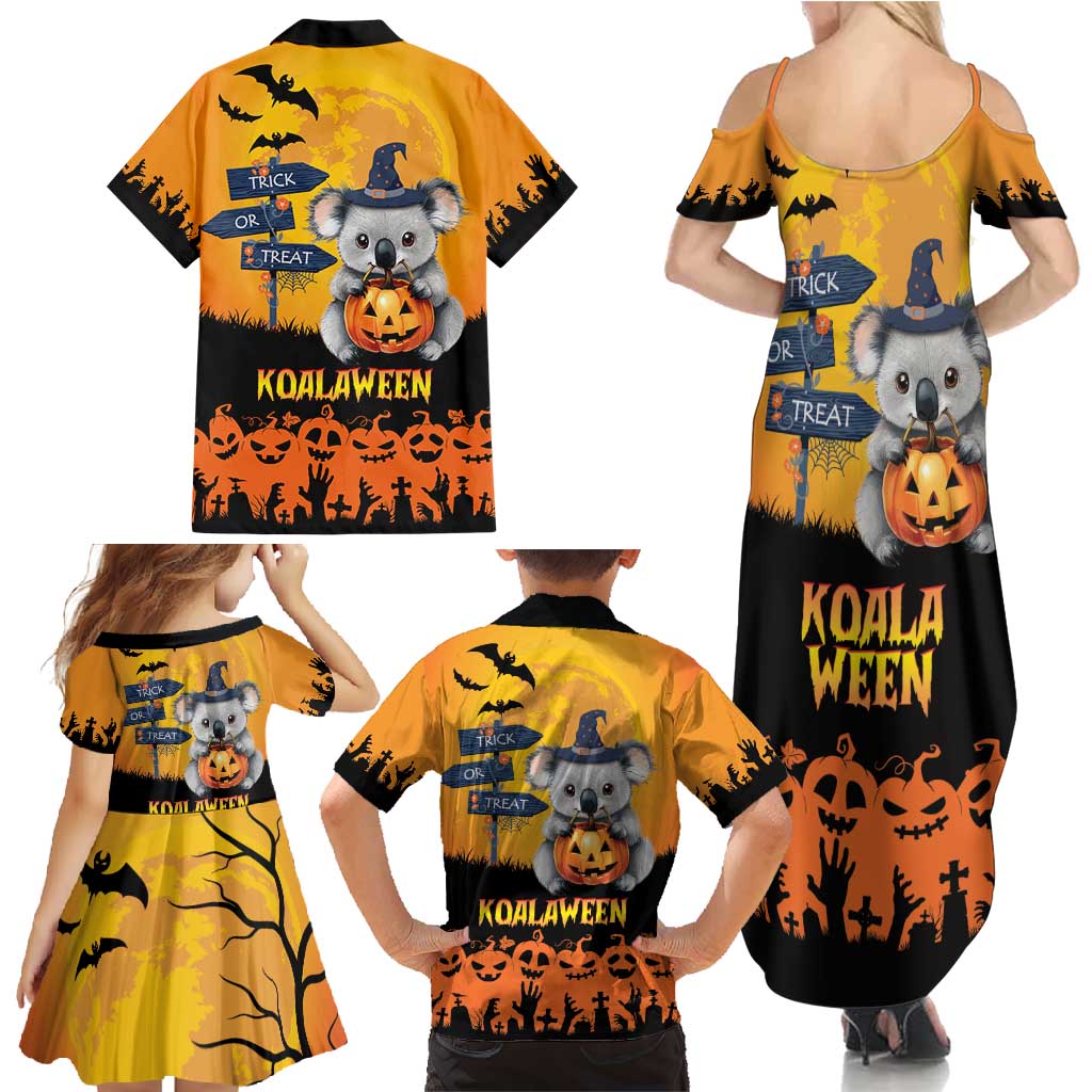 Happy Koalaween Family Matching Summer Maxi Dress and Hawaiian Shirt Koala Ghost Trick or Treat