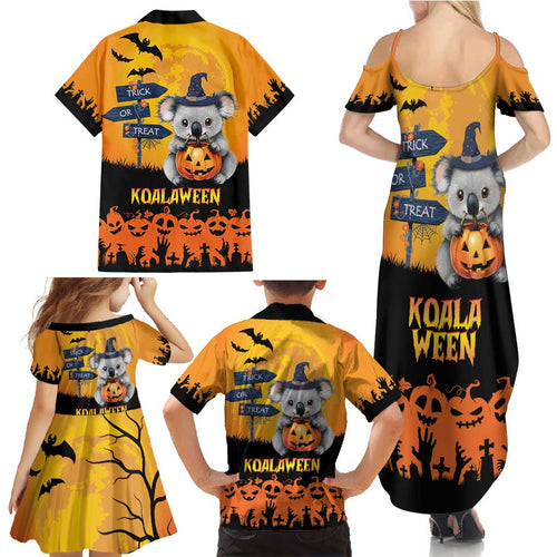 Happy Koalaween Family Matching Summer Maxi Dress and Hawaiian Shirt Koala Ghost Trick or Treat