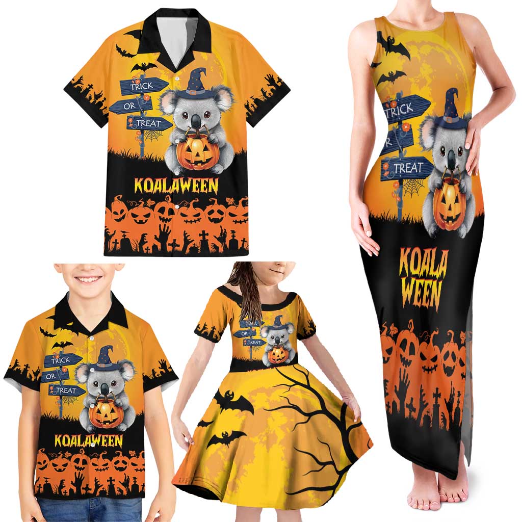 Happy Koalaween Family Matching Tank Maxi Dress and Hawaiian Shirt Koala Ghost Trick or Treat