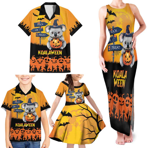 Happy Koalaween Family Matching Tank Maxi Dress and Hawaiian Shirt Koala Ghost Trick or Treat