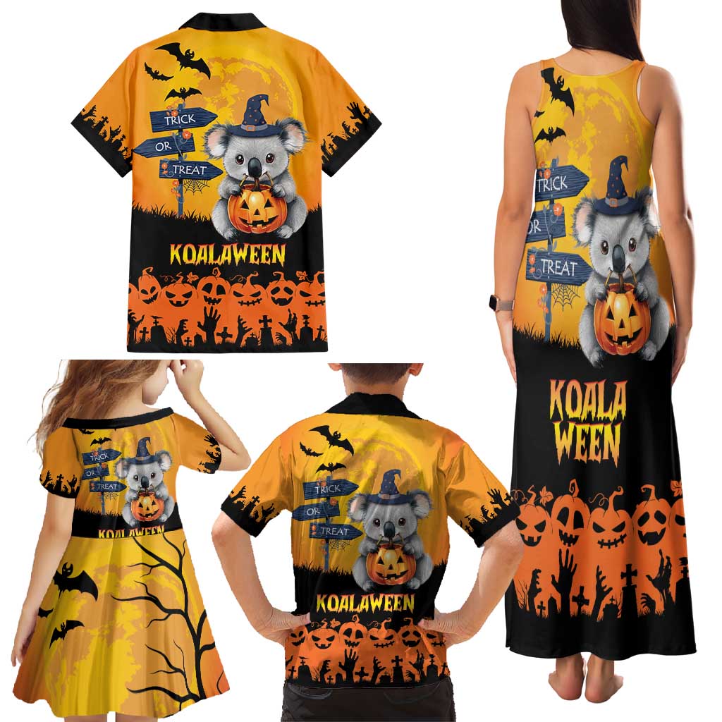 Happy Koalaween Family Matching Tank Maxi Dress and Hawaiian Shirt Koala Ghost Trick or Treat